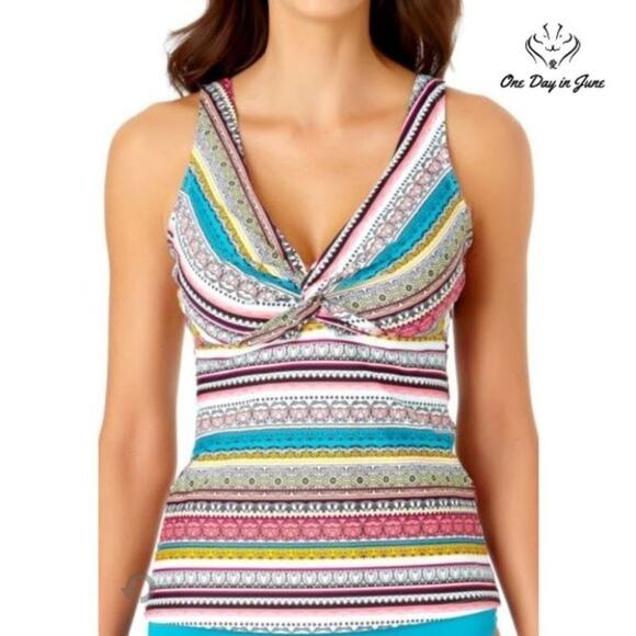 Liz Claiborne Striped Tankini Top Size S - Picture 1 of 2